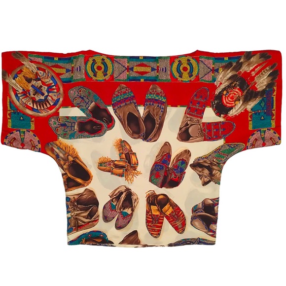 RALPH LAUREN Western Native American Indian Colorful Silk Top Sz Small Rare New! - Picture 9 of 12